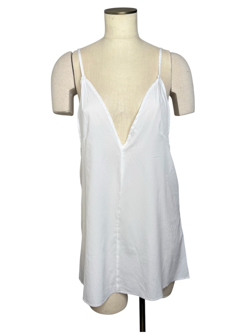 Free People FP One White Slip Cami Tunic Dress L Made in India Sheer Deep V Neck - Picture 4 of 16